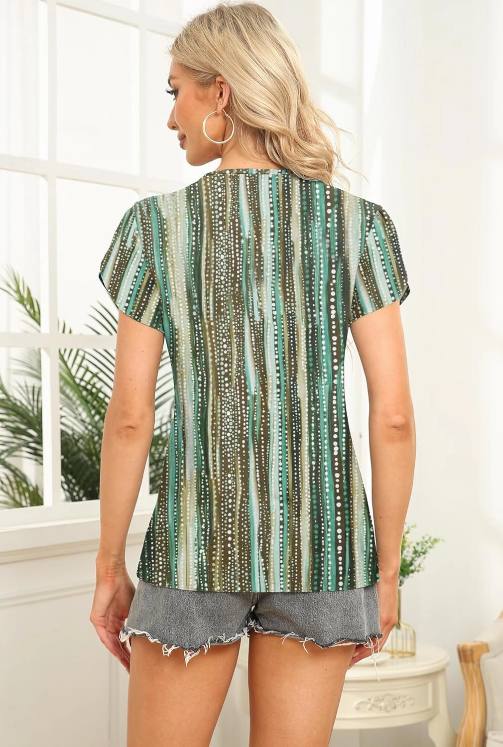 Womens Petal Sleeve Tops Summer Trendy T Shirt Casual Loose Square Neck Button Blouse Tees