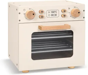 Wooden Kids Oven, Pretend Play Oven for Toddlers with DIY Stickers, Kitchen Play Set Accessories with Push-Pull Baking Tray. Ideal Choice for Boys and Girls Aged 3 