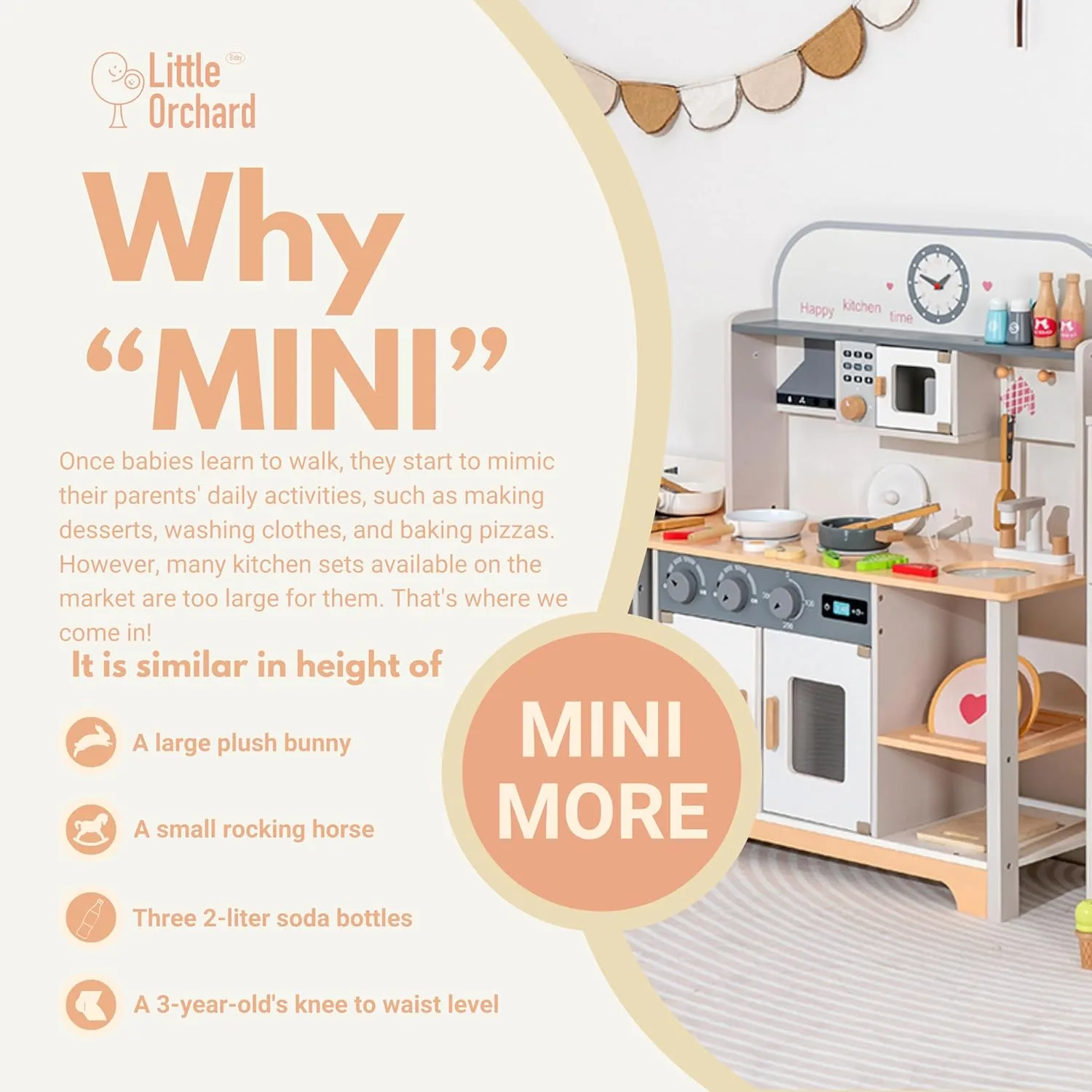 Wooden Mini Kitchen Set for Toddlers - 31.5in-High Pretend Play Kitchen - All-in-One Toy Kitchen Baby Wooden Kitchen Set - Easy Assembly & Safe Design - Best Gift for Boys & Girls
