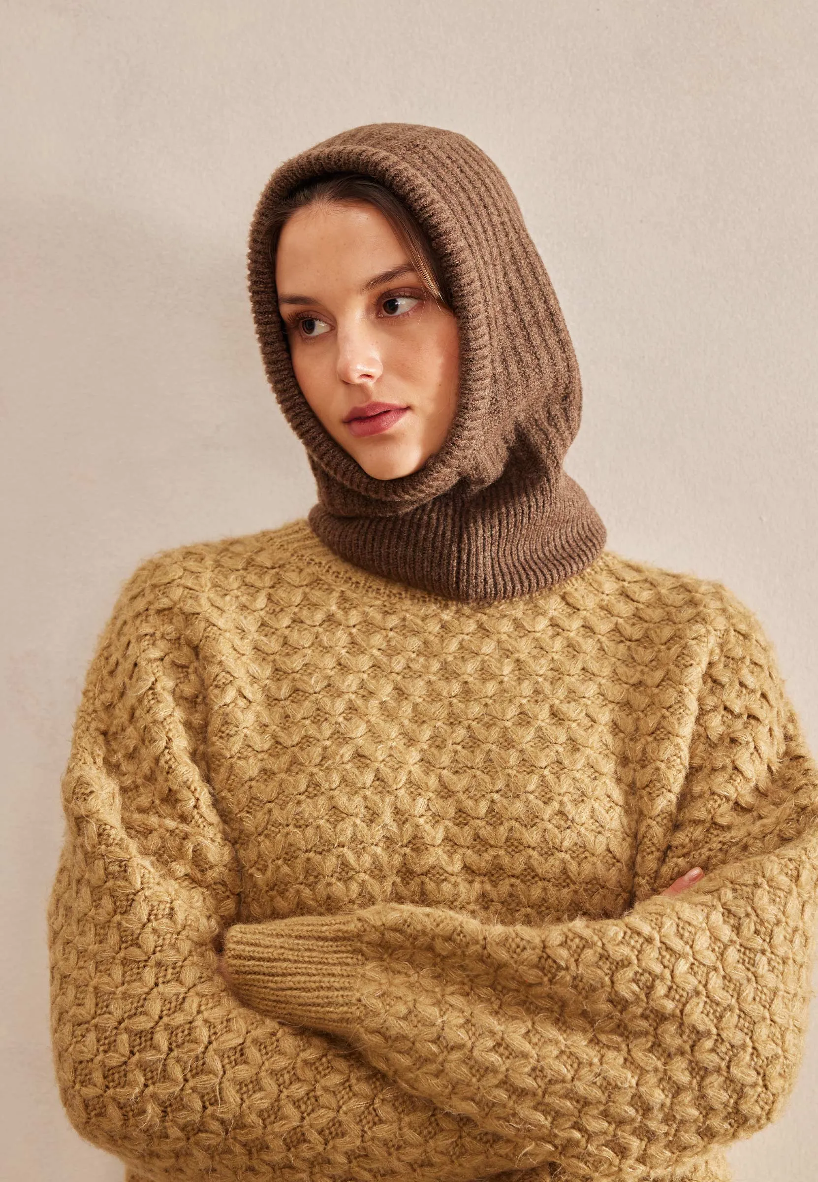 Woolly Knit Balaclava Chocolate Brown
