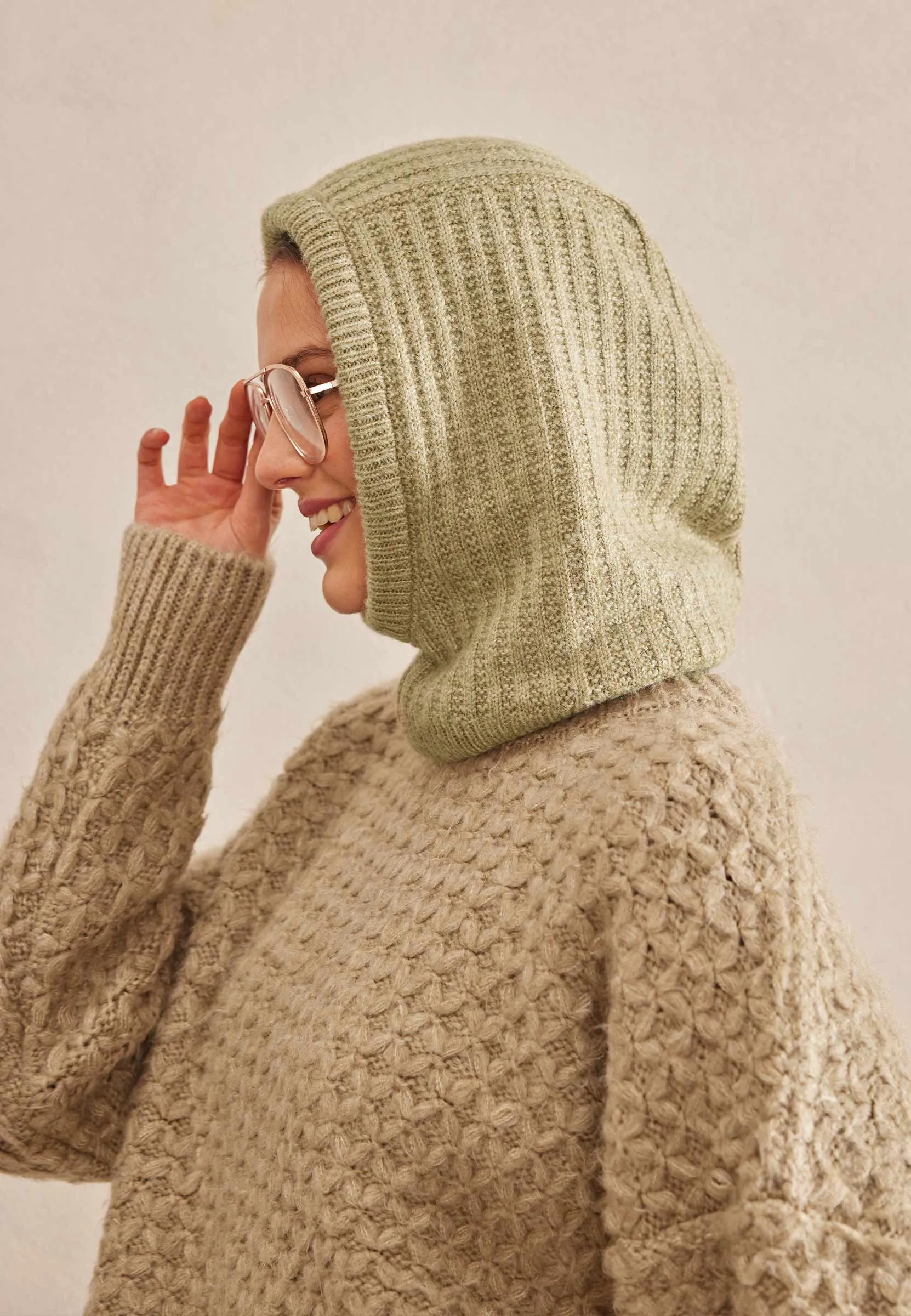 Woolly Knit Balaclava Light Khaki