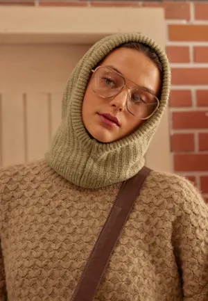 Woolly Knit Balaclava Light Khaki