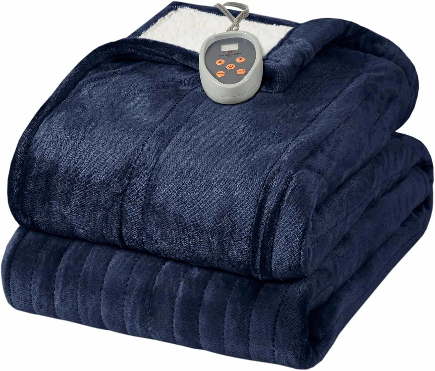 Woolrich Heated Plush to Berber Electric Blanket Throw Ultra Soft Knitted, Super Warm and Snuggly Cozy with Auto Shut Off and Multi Heat Level Setting Controllers, Twin: 62x84, Indigo (WR54-1759)