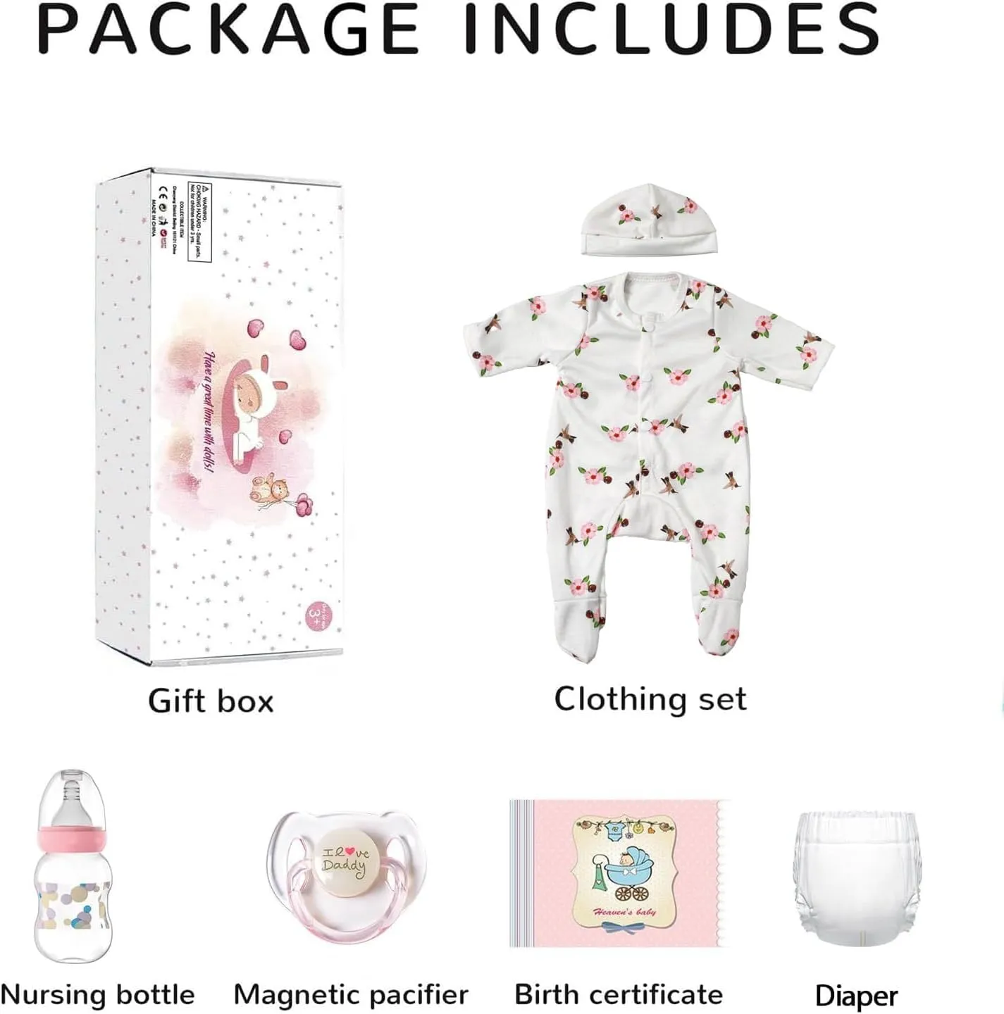 WOOROY Lifelike Reborn Baby Dolls - 18 Inch Realistic Sleeping Newborn Baby Dolls, Real Life Baby Girl with Weighted Cloth Body Birthday Gift Toy with Accessories for Age 3 