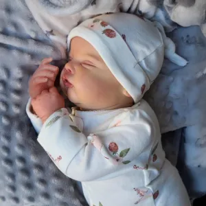 WOOROY Lifelike Reborn Baby Dolls - 18 Inch Realistic Sleeping Newborn Baby Dolls, Real Life Baby Girl with Weighted Cloth Body Birthday Gift Toy with Accessories for Age 3 