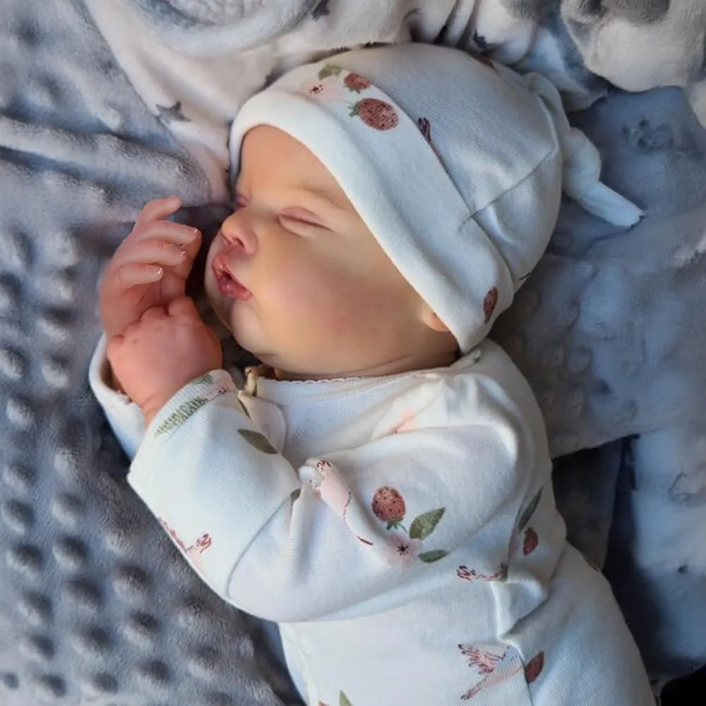 WOOROY Lifelike Reborn Baby Dolls - 18 Inch Realistic Sleeping Newborn Baby Dolls, Real Life Baby Girl with Weighted Cloth Body Birthday Gift Toy with Accessories for Age 3 