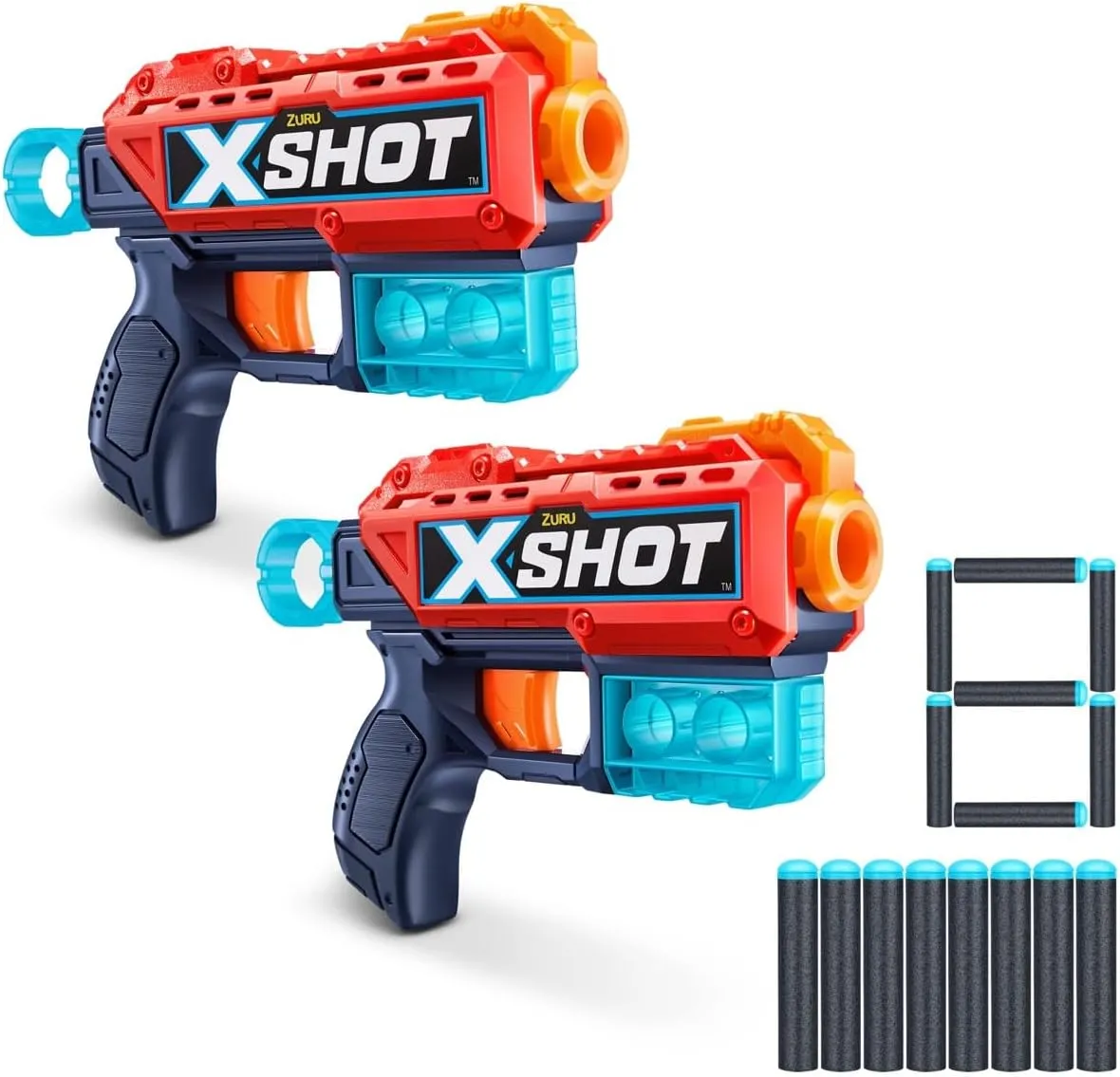 XSHOT Excel Double Kickback (6 Shooting Targets   8 Darts) Blaster Combo Pack by ZURU, XSHOT Red Foam Dart Blaster, Toy Blaster, Compact, Toys for Kids, Teens, Adults (Red)