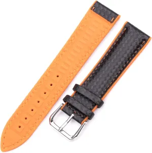 yaoqijie New Leather   Rubber Watchbands Women Men Yellow Orange Black 18 20 22mm Watch Band Strap Bracelet with Pin Buckle Lasting (Band Color : Orange, Band Width : 22mm)