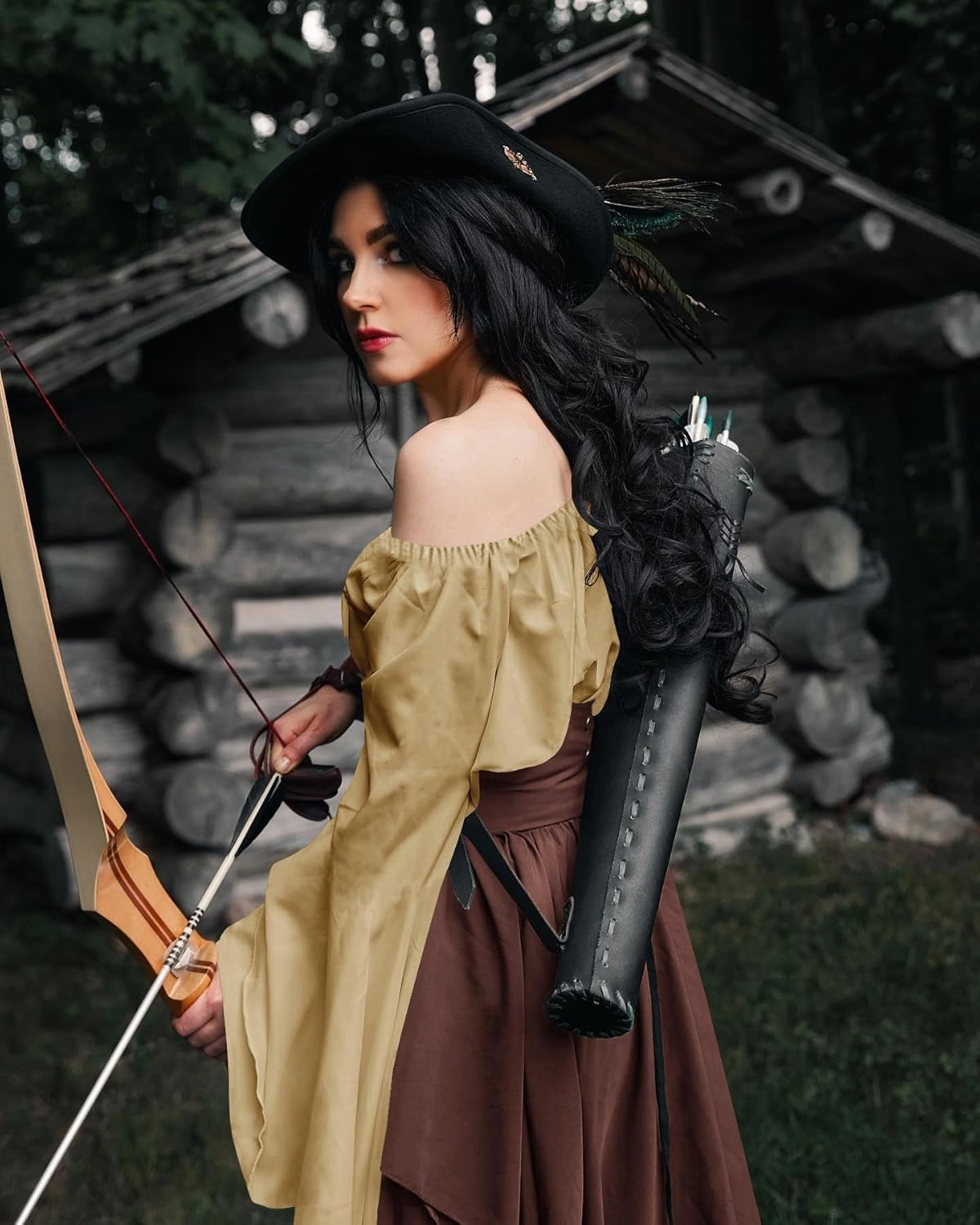 YEAXLUD Medieval Elven Traditional Irish Dress for Women Victorian Gothic Renaissance Corset Skirt