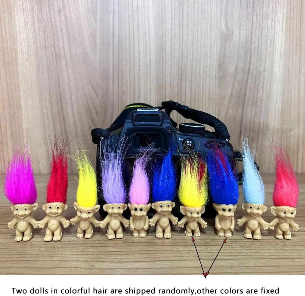 Yintlilocn 50PCS Mini Troll Dolls, PVC Vintage Trolls Lucky Doll Mini Action Figures 1.2" Cake Toppers Chromatic Adorable Cute Little Guys Collection, School Project, Arts Crafts, Party Favors