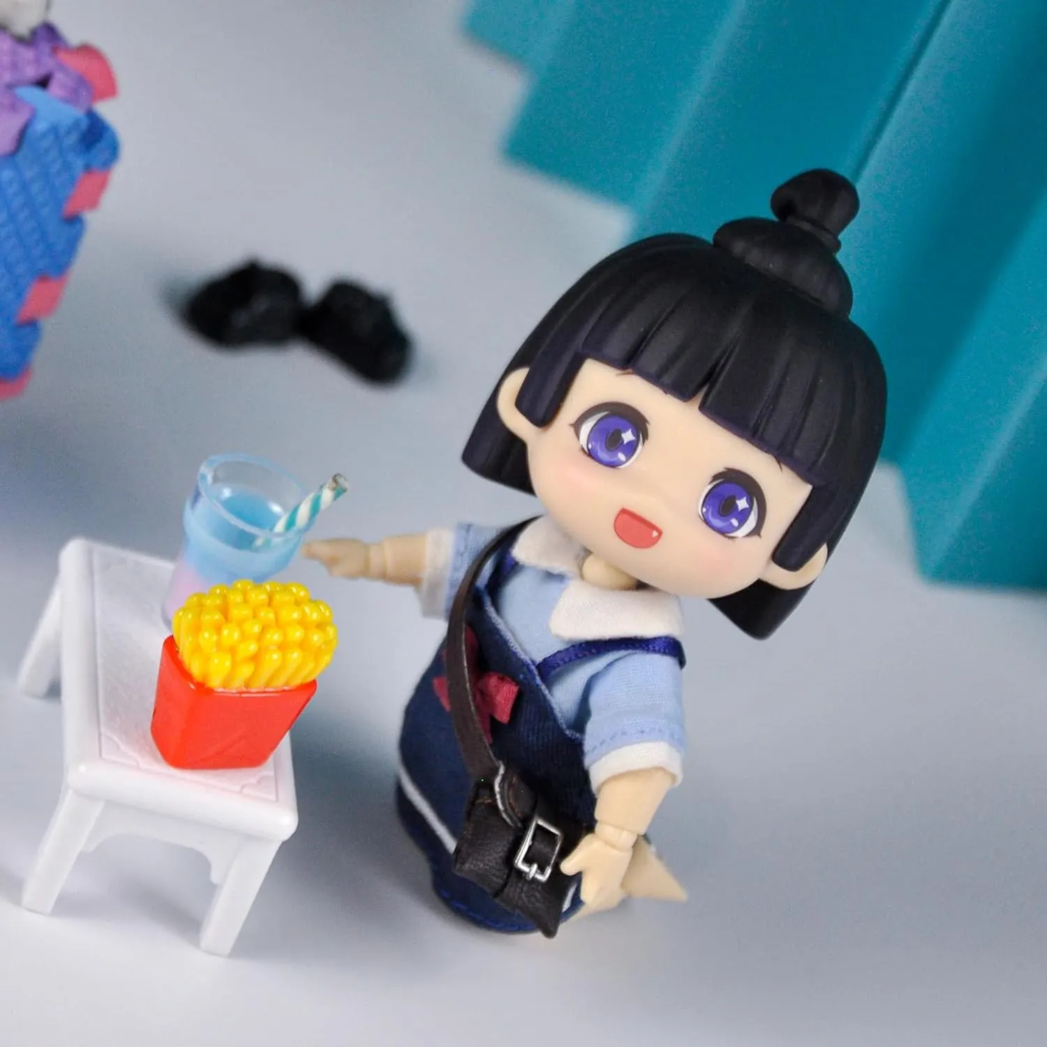 YMY Cute Mini BJD Doll Movable Joint Action Figure Doll （Black-Hair）