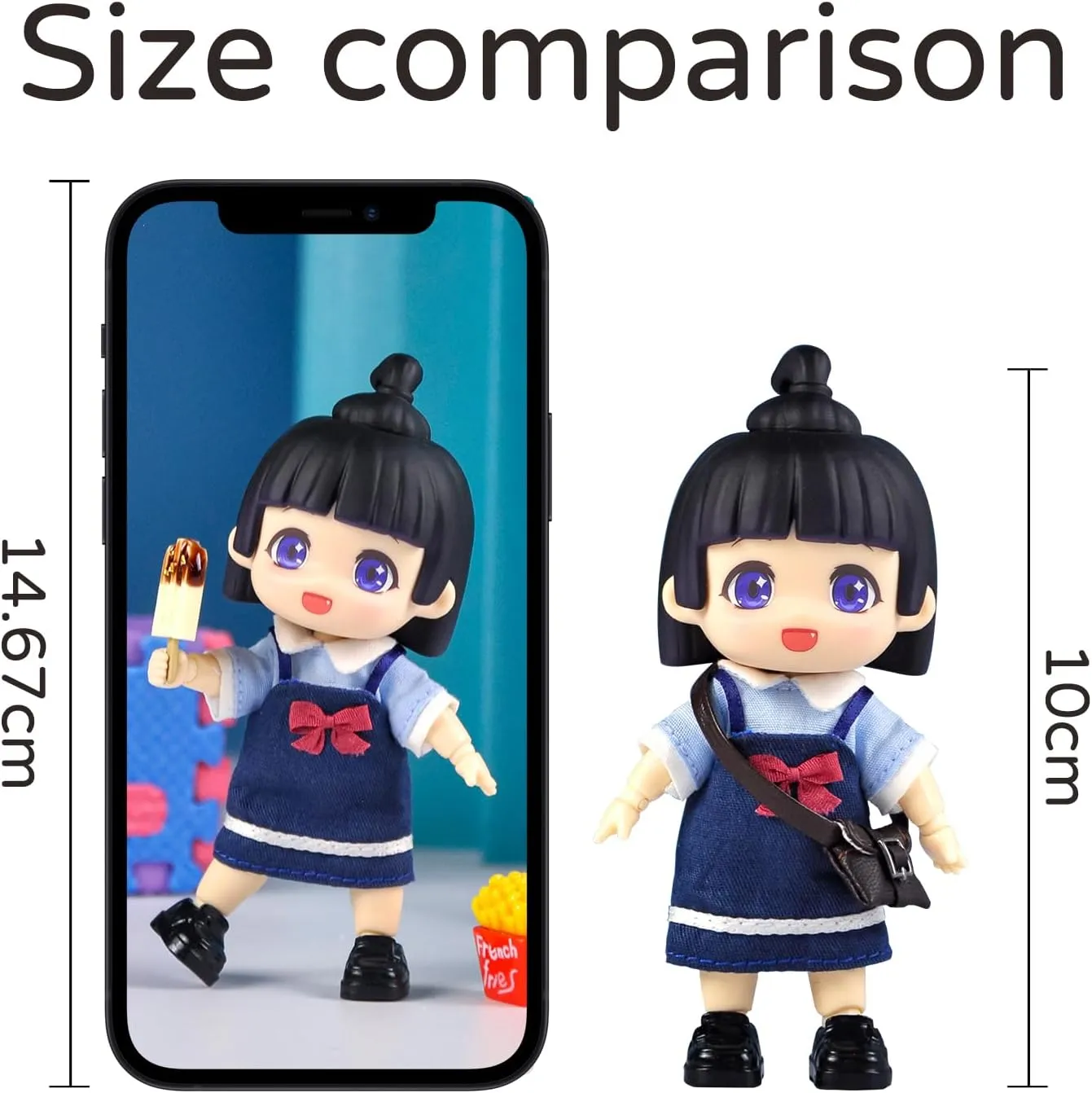 YMY Cute Mini BJD Doll Movable Joint Action Figure Doll （Black-Hair）