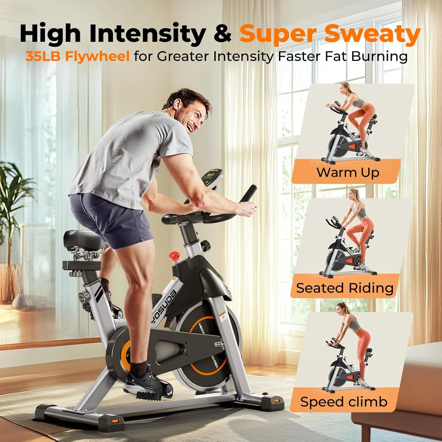 YOSUDA Indoor Cycling Bike Brake Pad/Magnetic Stationary Bike - Cycle Bike with Tablet Mount & Comfortable Seat Cushion