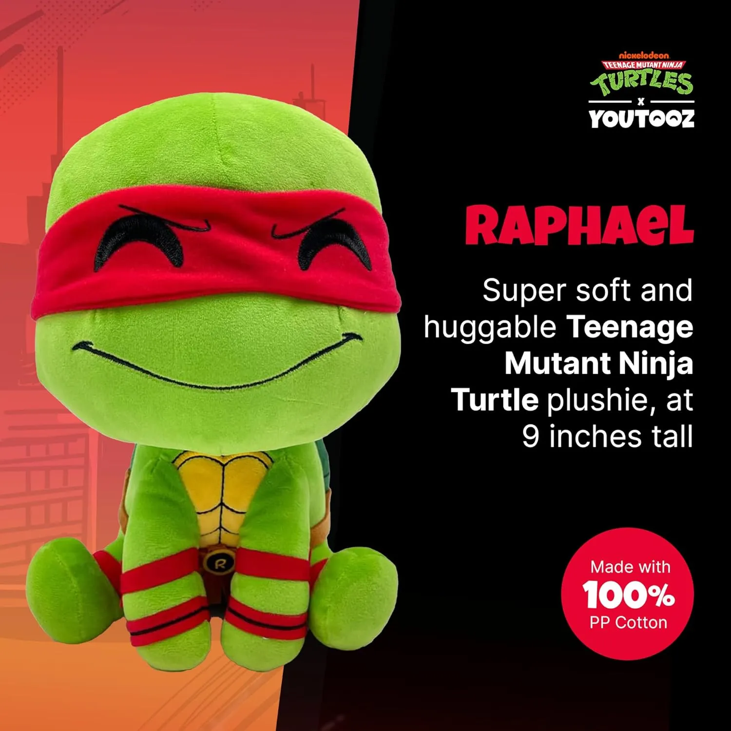 You Tooz Youtooz Raphael Ninja Turtles Plush, 9 Inch TMNT Plushie from The Series Teenage Mutant - Cute Plush Toy