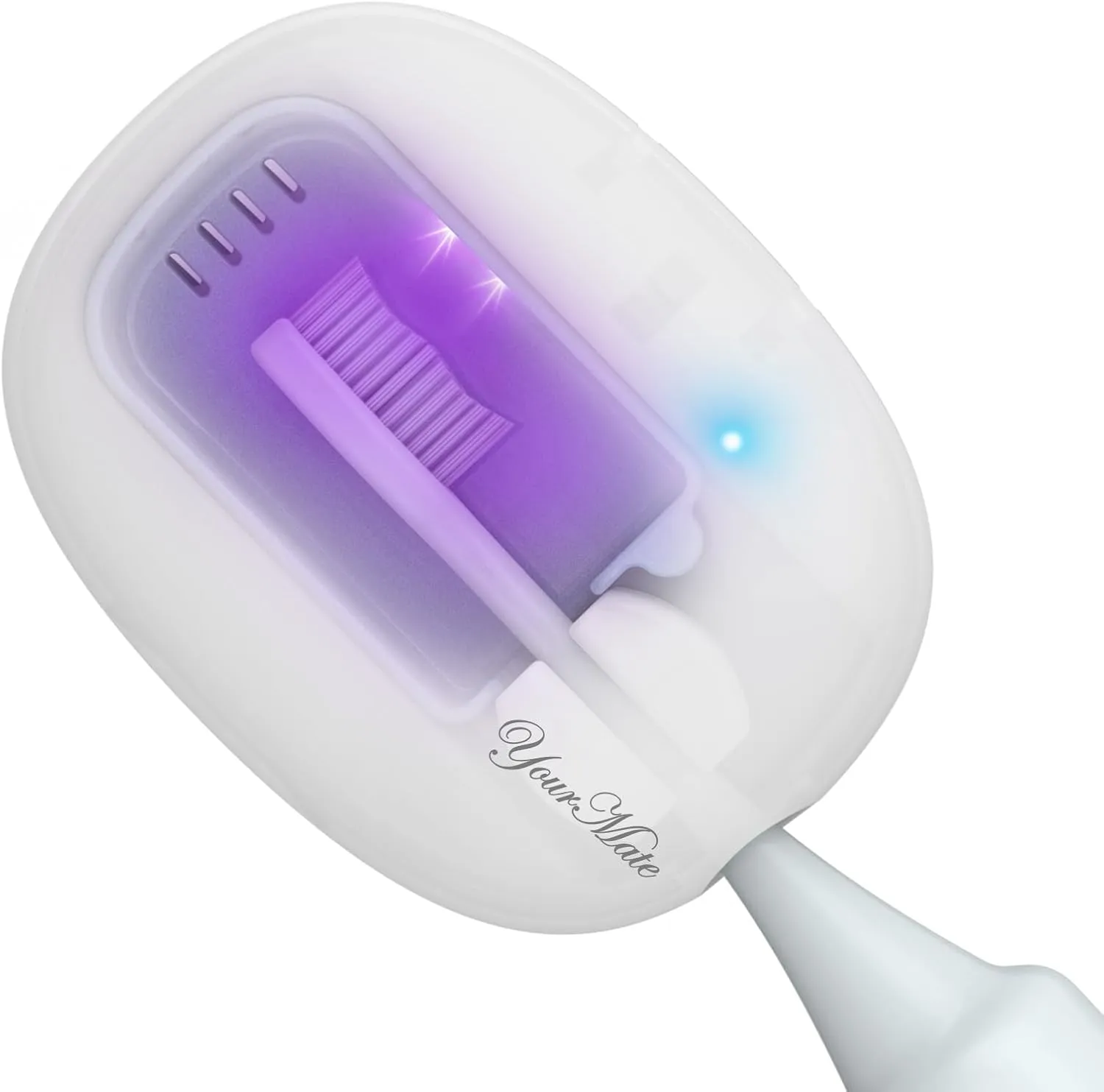 YourMate UVC Rechargerable Toothbrush Sanitizer Case Travel Toothbrush Covers Case with Holder for Houshold and Traveling or Business Trip White