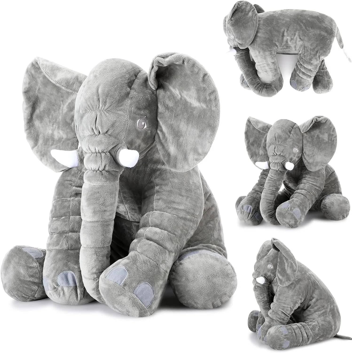 Yulejo Giant Stuffed Elephant Plush Animal Toy Large Soft Stuffed Animal Party Favor Huge Gray Elephant Plush Doll for Kids Girlfriend Home Decor(23.6 Inch)