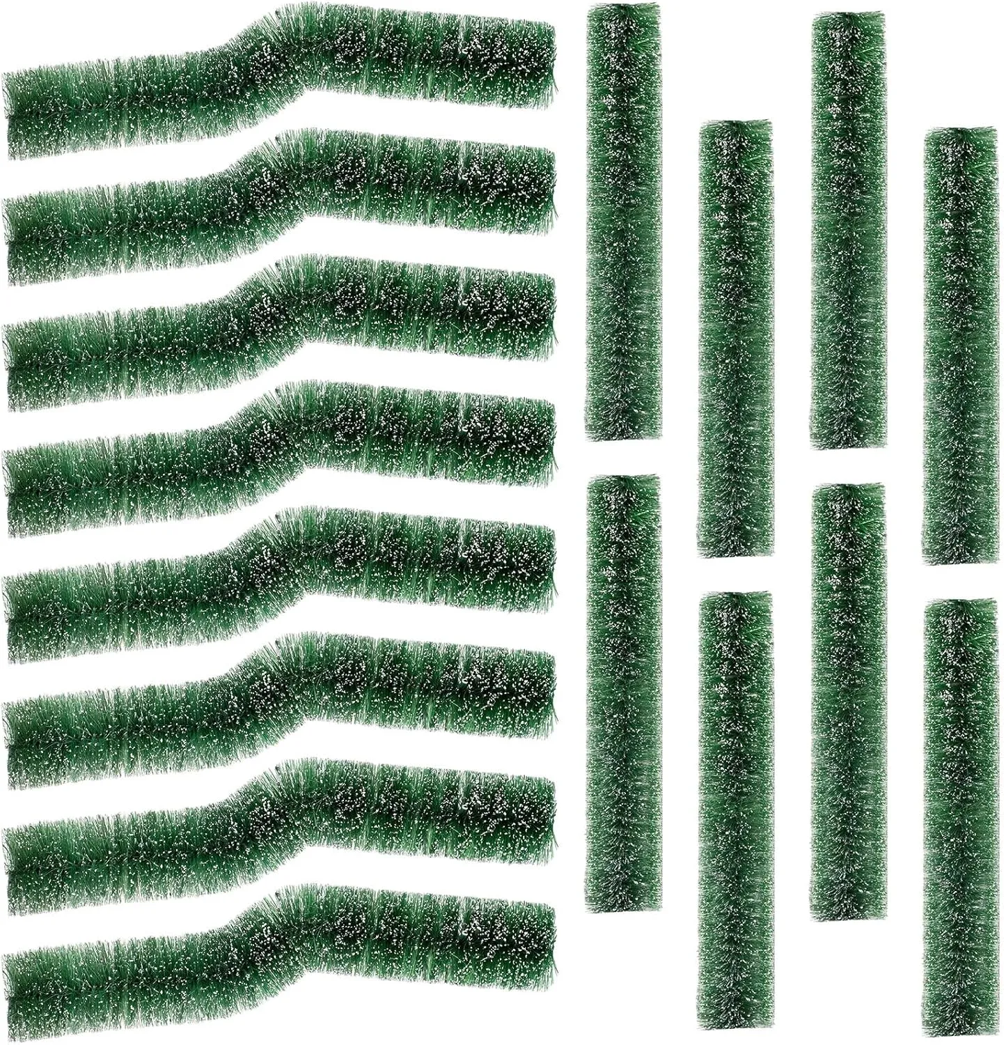 Yuxun 16 Pcs Christmas Village Sets Winter Xmas Flexible Sisal Hedge Garden Decor Rustic Christmas Village Display Platforms Christmas Village Accessories for Holiday Table Greenery Wall Backdrop