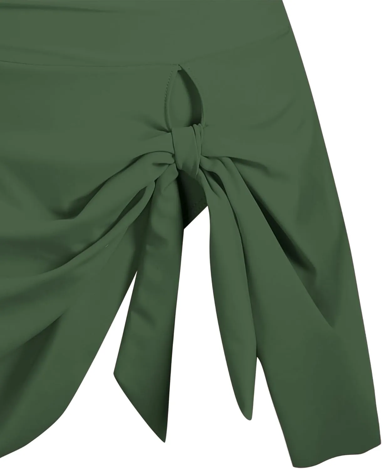 ZAFUL Women One Piece Swimdress Tummy Control Bathing Suit Push Up Swimsuit Modest Swimwear Cutout V Neck Cute Tie Knot Skirt
