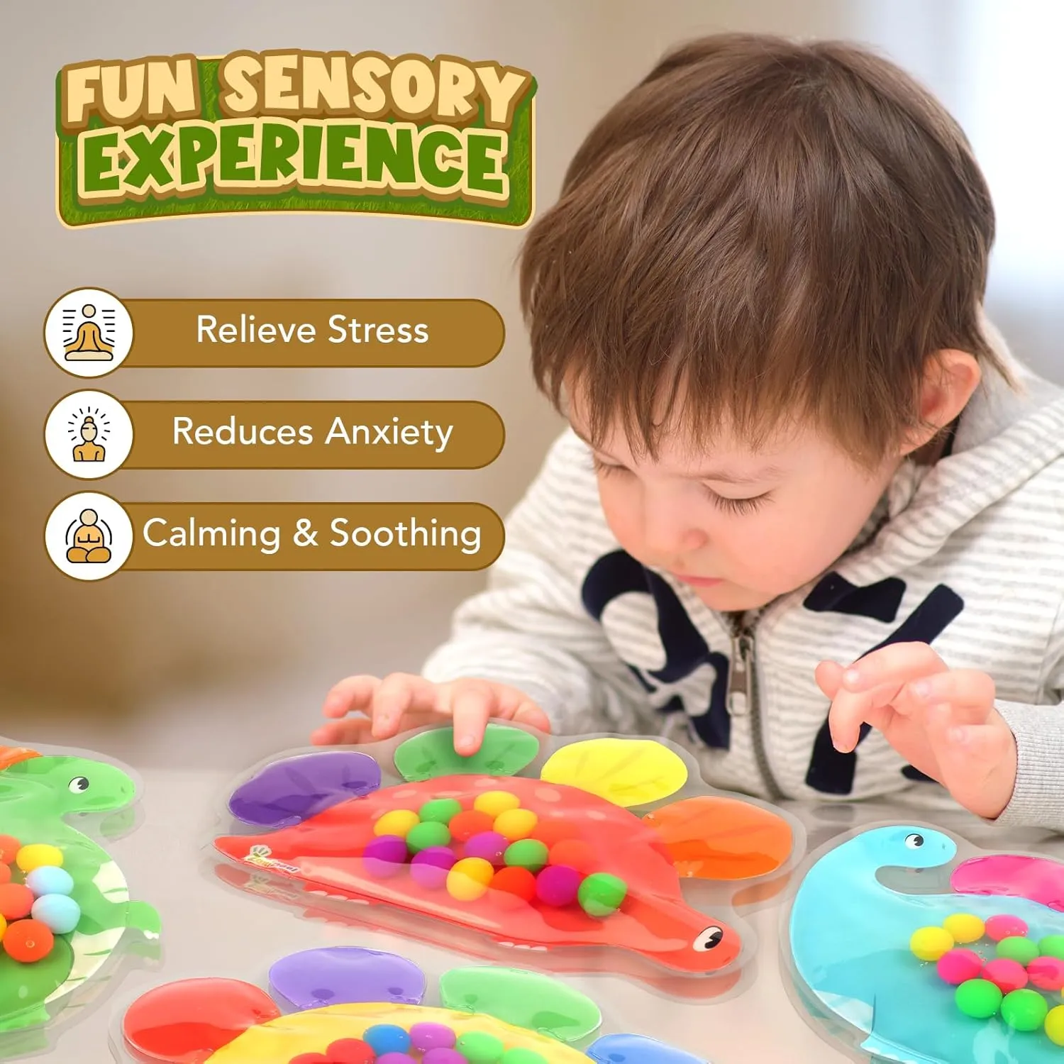 ZaxiDeel Dinosaur Sensory Toys for Toddler Kids : Easter Basket Stuffers Gift Quiet Fidget for Classroom, Montessori Preschool Learning Activities Calm Down Travel Toys for Kids Ages 3 4 5