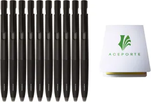 Zebra Blen Retractable Ballpoint Pen, Fine Point 0.5mm, 10 Pack (Black Ink/Black body), Sticky Notes Value Set