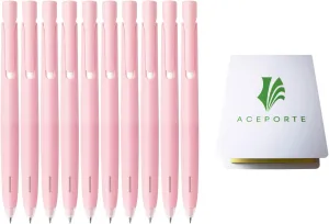 Zebra Blen Retractable Ballpoint Pen, Fine Point 0.5mm, 10 Pack (Black Ink/Light Pink body), Sticky Notes Value Set Black Light Pink body