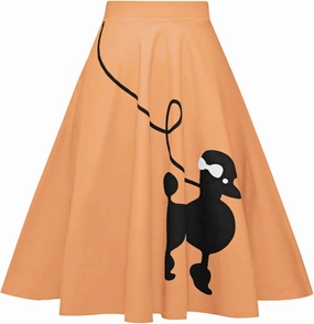 ZEZCLO Women's 50s Vintage Poodle Skirt Dog Printed High Waist Loose Fold Pleated A-line Zipper Skirts