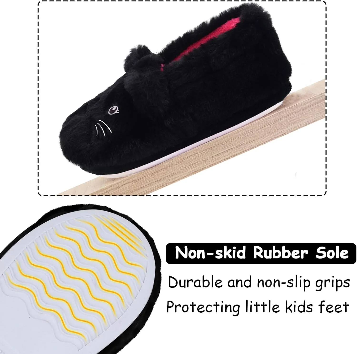 ZGDG Girls Slippers Plush House Slippers Faux Fur No-Slip Shoes Memory Foam Princess House Shoes for Bedroom Indoor Outdoor(Toddler/Little/Big Kid)