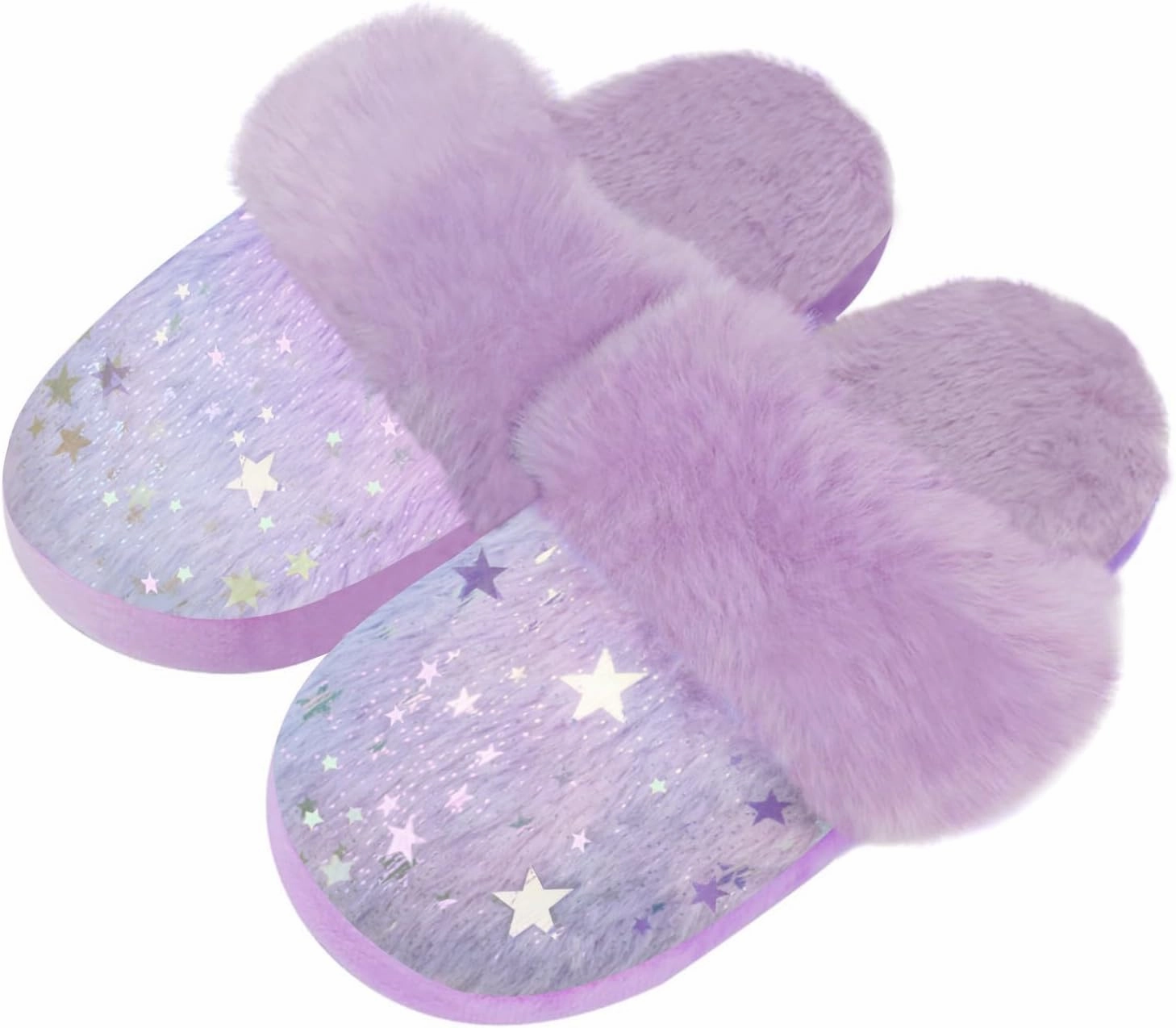 ZGDG Girls Slippers Plush House Slippers Faux Fur No-Slip Shoes Memory Foam Princess House Shoes for Bedroom Indoor Outdoor(Toddler/Little/Big Kid)