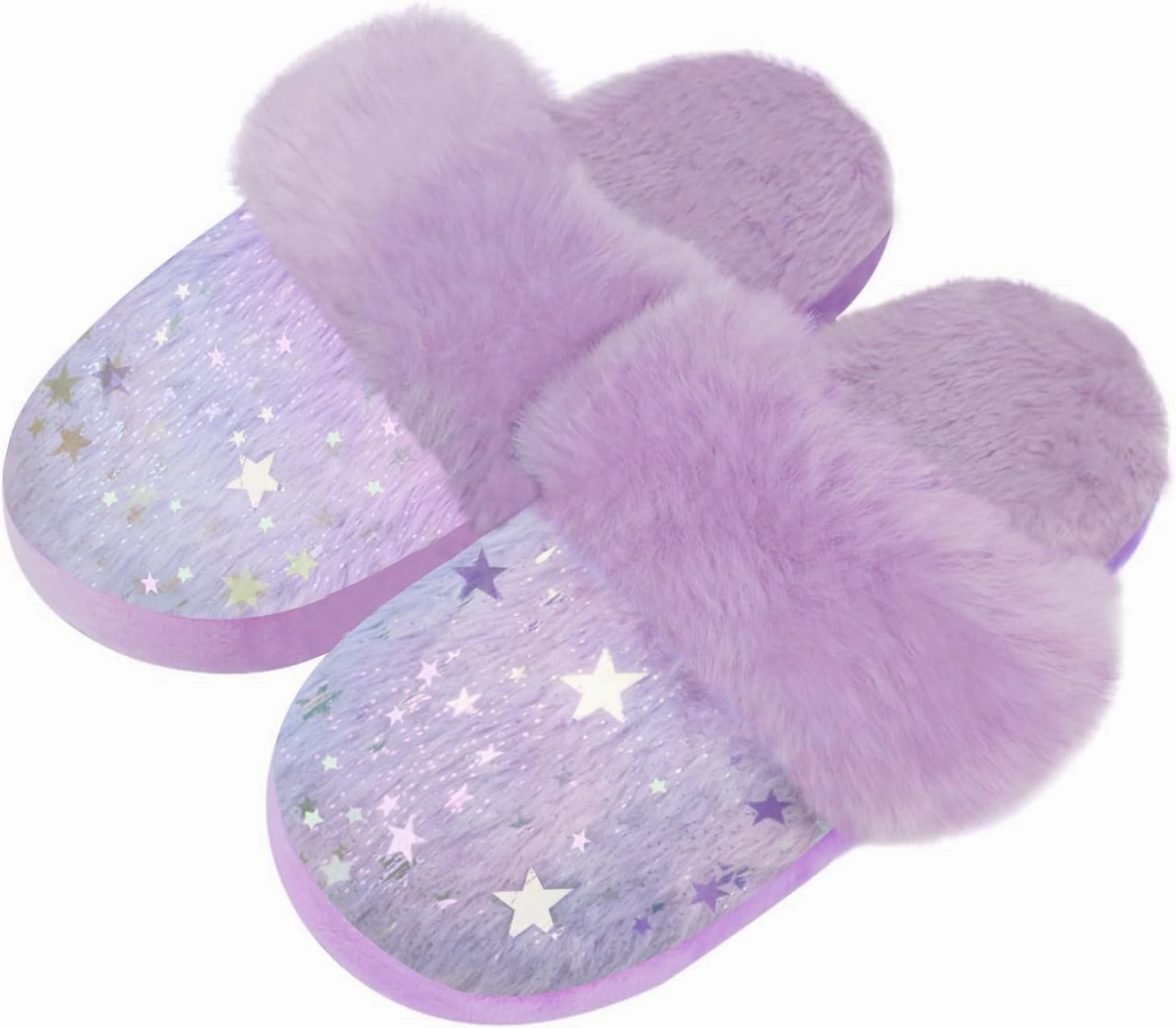 ZGDG Girls Slippers Plush House Slippers Faux Fur No-Slip Shoes Memory Foam Princess House Shoes for Bedroom Indoor Outdoor(Toddler/Little/Big Kid)