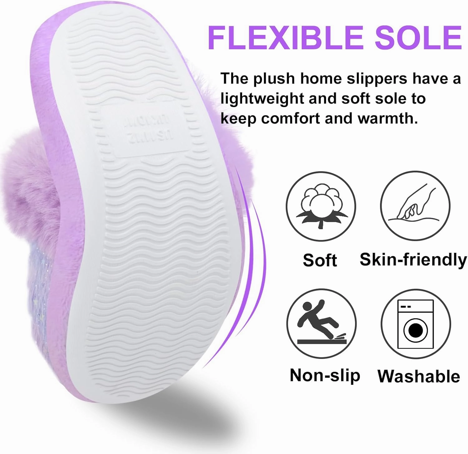 ZGDG Girls Slippers Plush House Slippers Faux Fur No-Slip Shoes Memory Foam Princess House Shoes for Bedroom Indoor Outdoor(Toddler/Little/Big Kid)