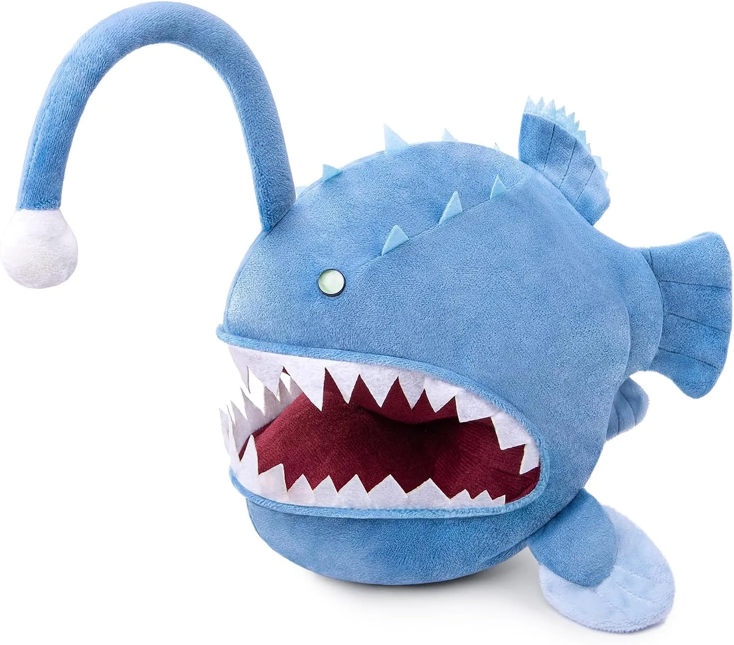 ZHONGXIN MADE Anglerfish Plush Toy - Cute 12" Blue Anglerfish Creepy Stuffed Animals Toys Real Sea Life Goosefish Lanternfish Plushie,Gift Toys for Kids Birthday Christmas Halloween,Home Decor