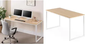 Zinus Jennifer 63" & 55" White Frame Desk Bundle, Computer Workstation, Office Desk, Easy Assembly