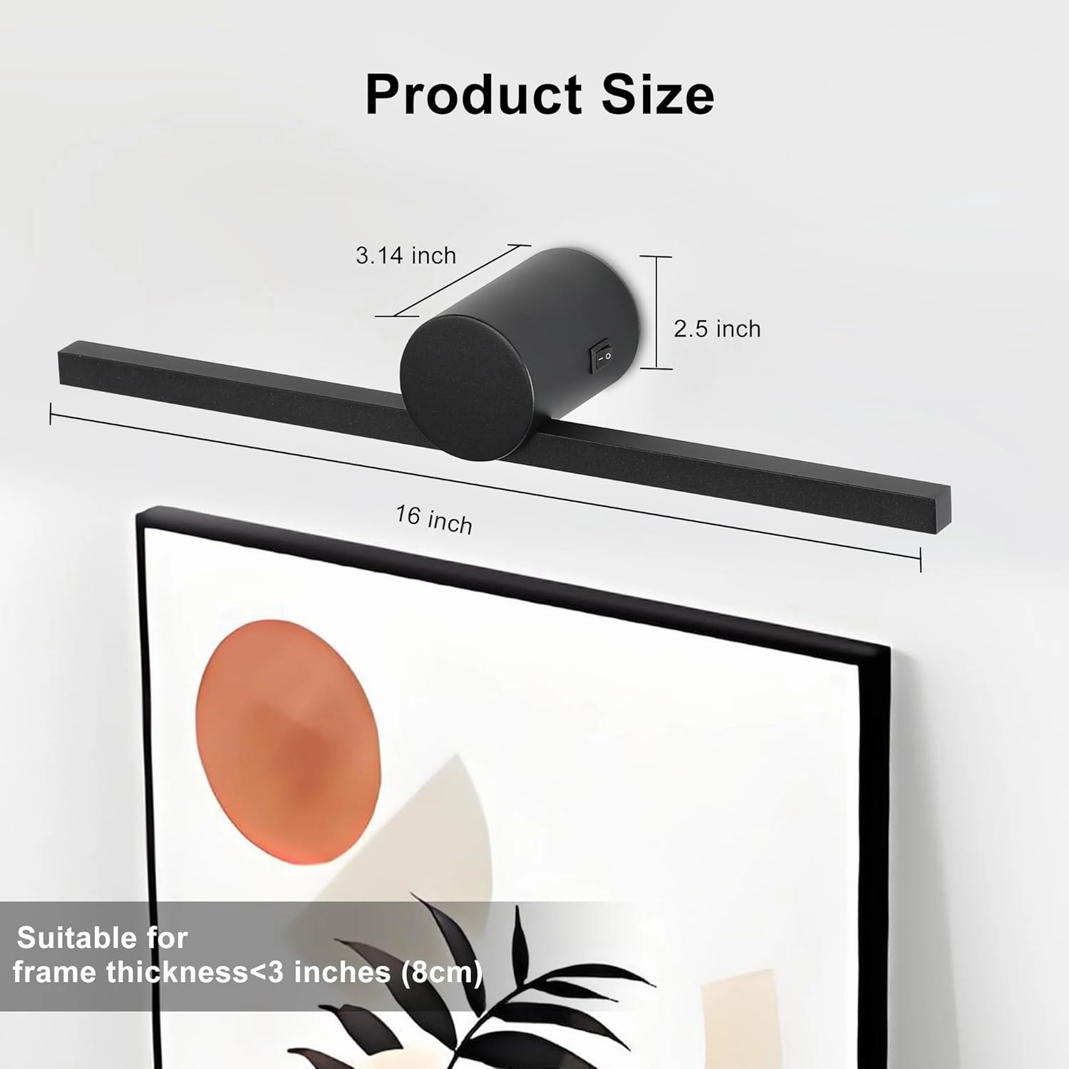 ZitoStory Battery Operated Picture Light with Remote,Wireless Dimmable Art Lights for Paintings Rechargeable Gallery Light Artwork Lighting for Canvas, Portrait (Black,16'' Inch)